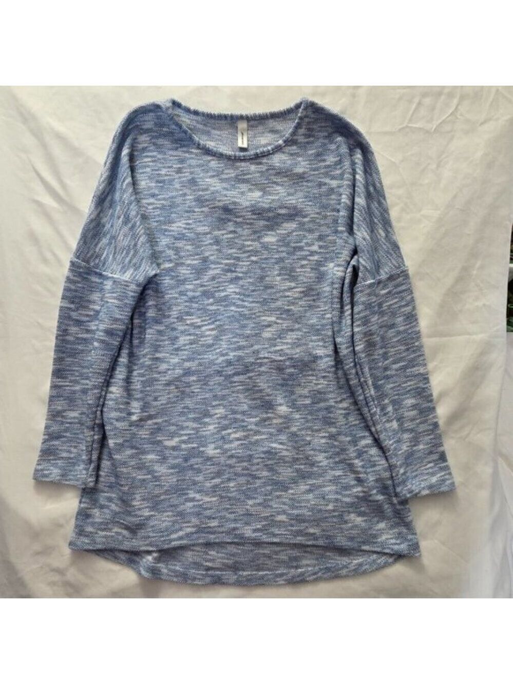 Soyaconcept Blue Marled Tunic Sweater | Lightweight Wool Blend Knit | Large